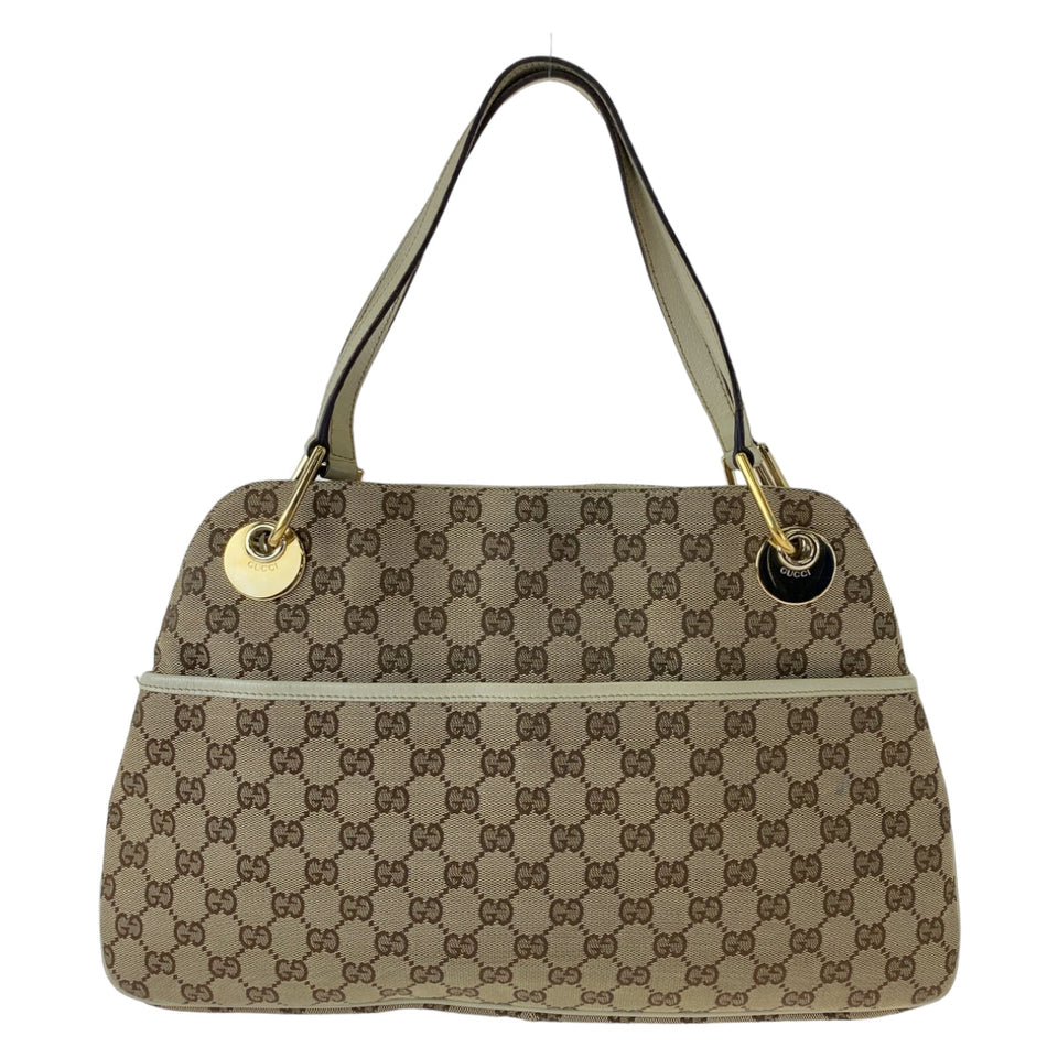 Gucci Shoulder Bag 121023 GG canvas Beige Brown Ivory Gold Metal Shoulder Bag Tote Bag Women