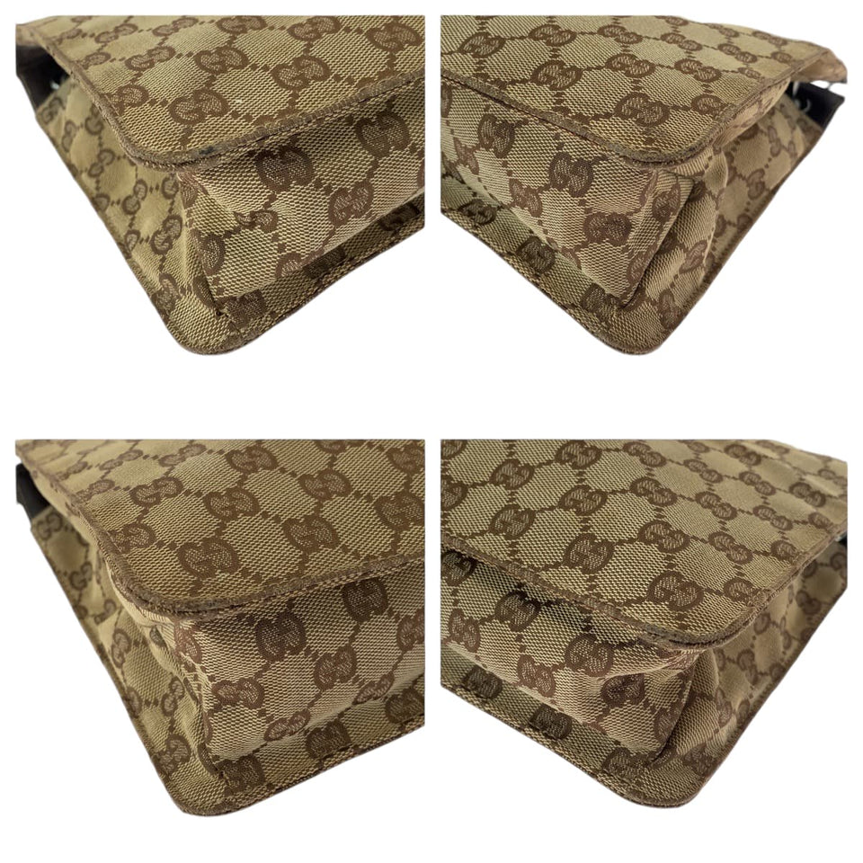 Gucci Shoulder Bag 120841 GG canvas Brown Silver Metal Shoulder Bag pochette Women