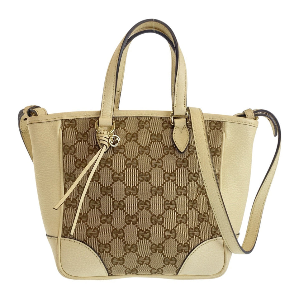Gucci Shoulder Bag 449241 GG canvas, leather Beige Ivory Gold Metal Shoulder Bag Handbag 2way Women