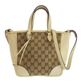 Gucci Shoulder Bag 449241 GG canvas, leather Beige Ivory Gold Metal Shoulder Bag Handbag 2way Women
