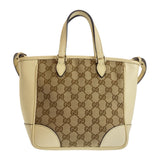 Gucci Shoulder Bag 449241 GG canvas, leather Beige Ivory Gold Metal Shoulder Bag Handbag 2way Women