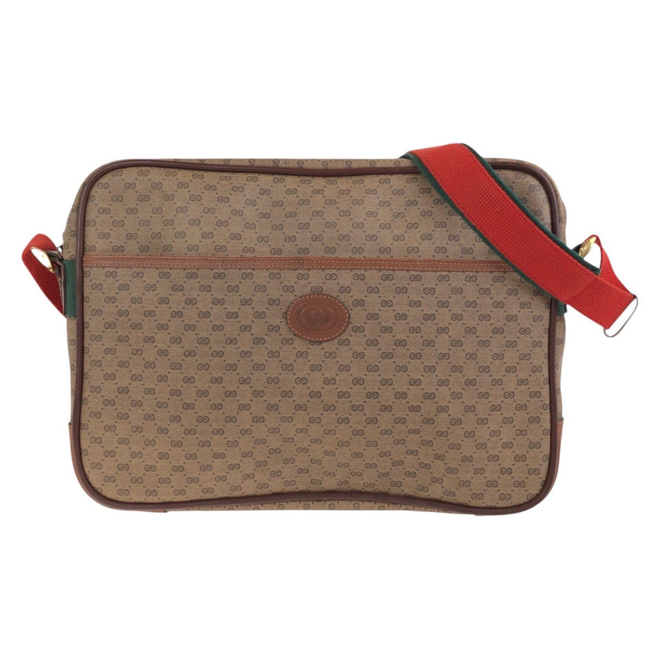 Gucci Shoulder Bag 019 39 0107 PVC Brown Gold Metal Crossbody Shoulder Bag Unisex Old Gucci Shelly Line mens