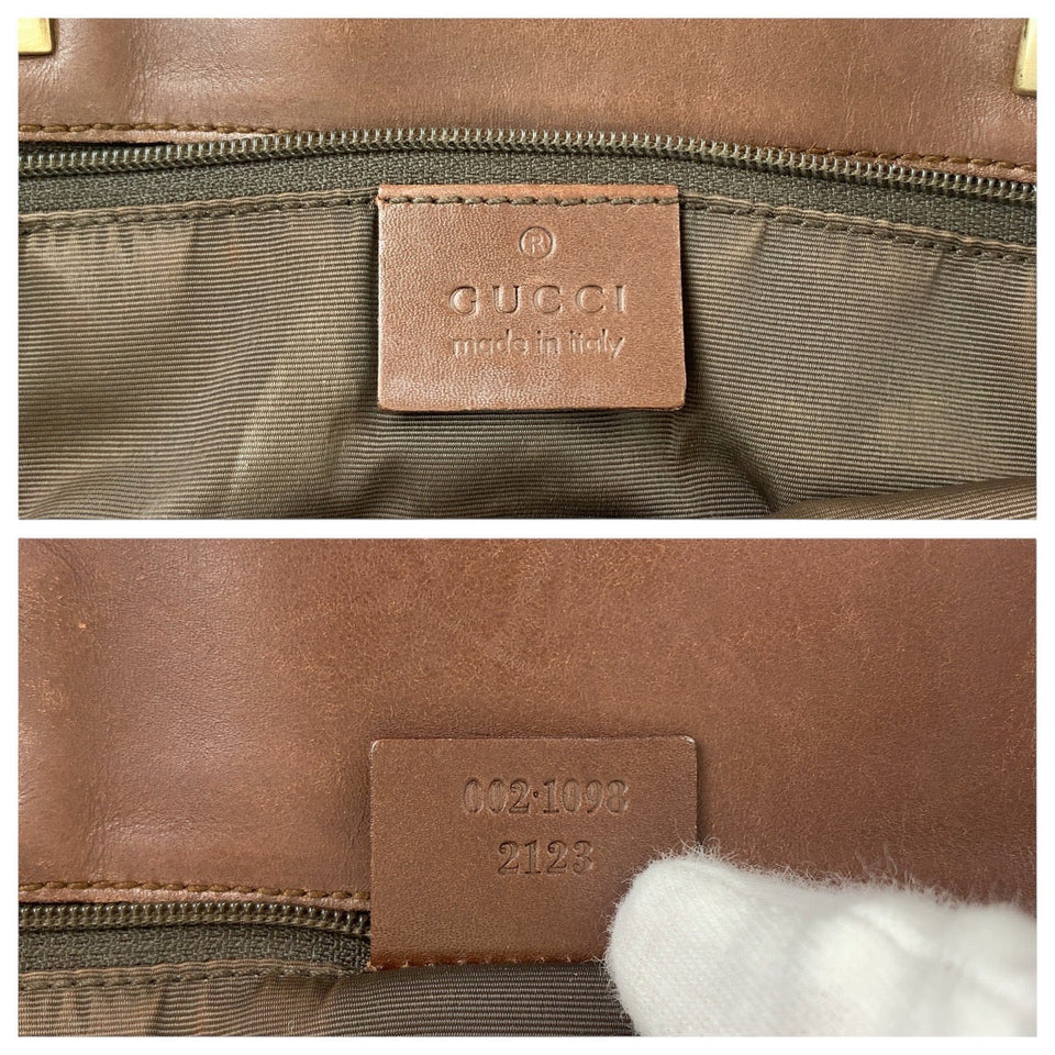 Gucci Tote Bag 002 1098 GG canvas, leather Brown Gold Metal Tote Bag Shoulder Bag Women