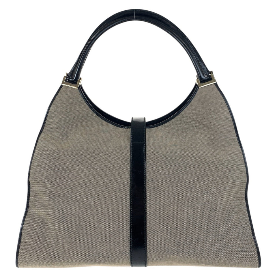 Gucci Shoulder Bag 019 0345 Canvas, Leather Gray Beige Black Gold Metal Shoulder Bag Unisex Jackie Women