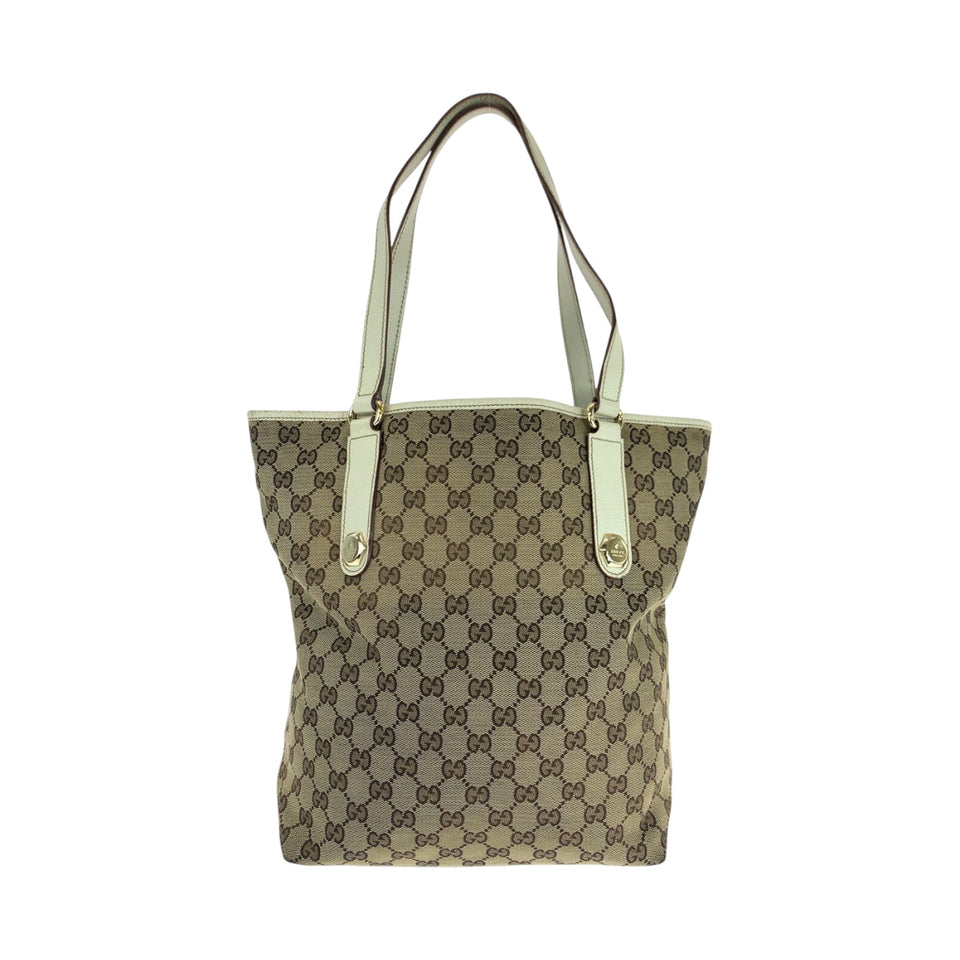 Gucci Tote Bag 153009 GG canvas Beige White Gold Metal Tote Bag Shoulder Bag Women