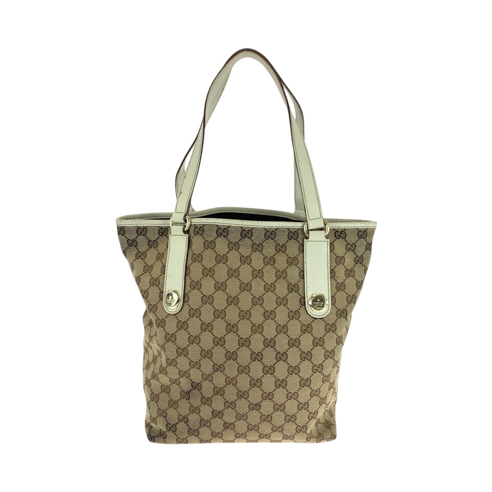Gucci Tote Bag 153009 GG canvas Beige White Gold Metal Tote Bag Shoulder Bag Women