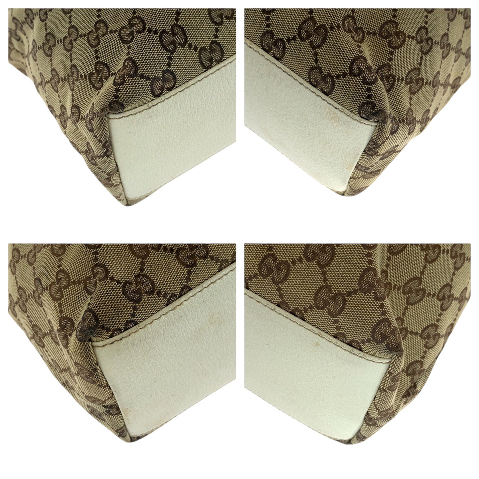 Gucci Tote Bag 153009 GG canvas Beige White Gold Metal Tote Bag Shoulder Bag Women