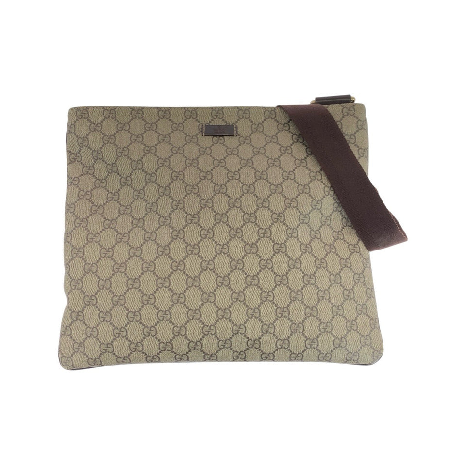 Gucci Shoulder Bag 201446 GG Supreme canvas, leather Beige Brown Gold Metal Shoulder Bag Messenger bag Women