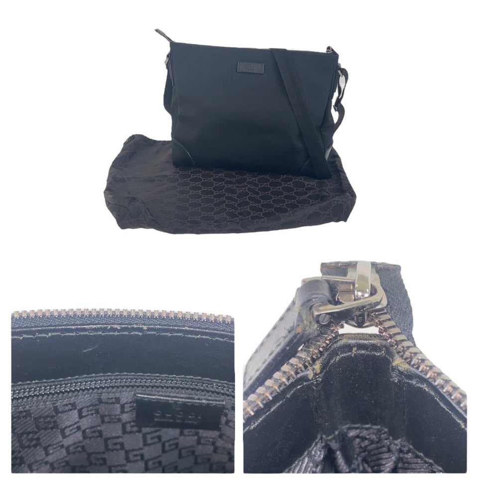 Gucci Shoulder Bag 110054 Nylon, Leather black Crossbody Shoulder Bag Messenger Bag mens