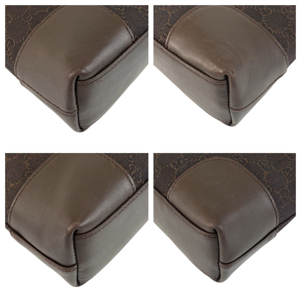 Gucci Shoulder Bag 143745 GG canvas Brown Silver Metal