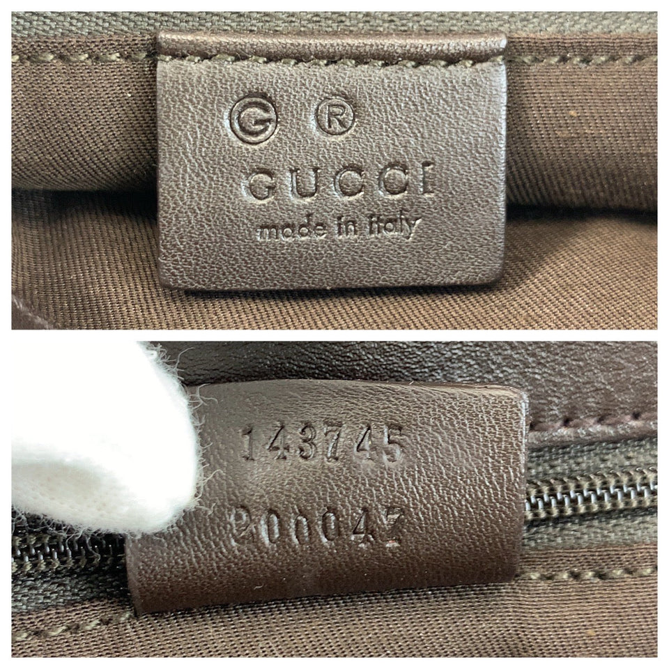Gucci Shoulder Bag 143745 GG canvas Brown Silver Metal