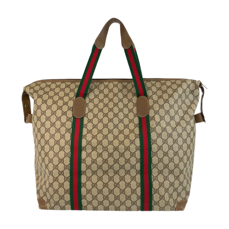 Gucci Tote Bag 89 19 012 GG Supreme canvas, leather Brown beige Tote Bag Shoulder Bag Sherry Line Old Gucci Women