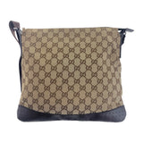 Gucci Shoulder Bag 145857 GG canvas, leather Beige Brown SilverMetal Crossbody Shoulder Bag Women