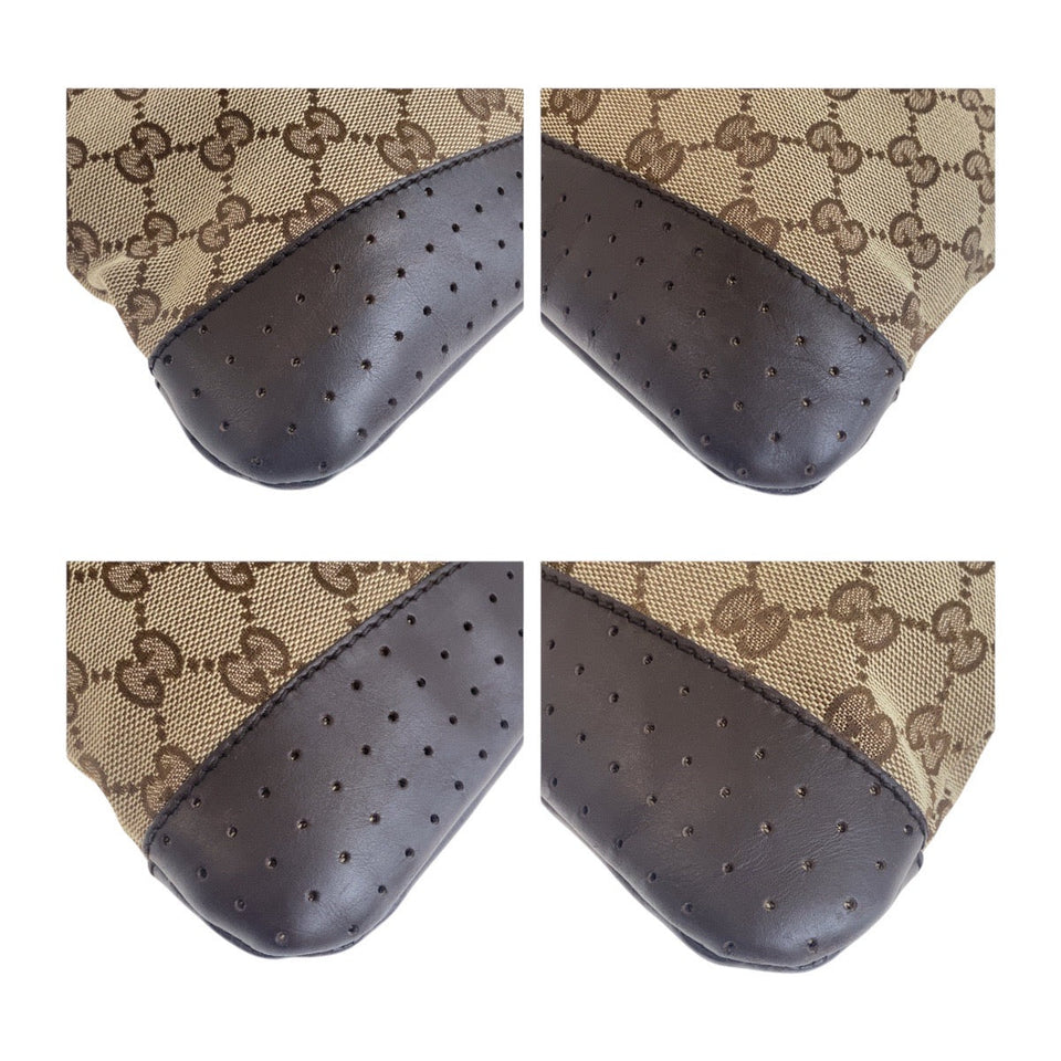 Gucci Shoulder Bag 145857 GG canvas, leather Beige Brown SilverMetal Crossbody Shoulder Bag Women