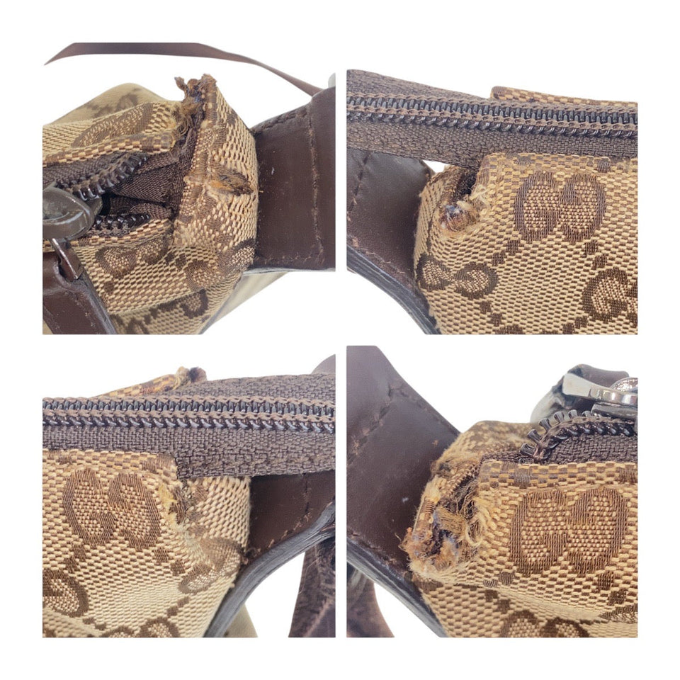 Gucci Shoulder Bag 145857 GG canvas, leather Beige Brown SilverMetal Crossbody Shoulder Bag Women