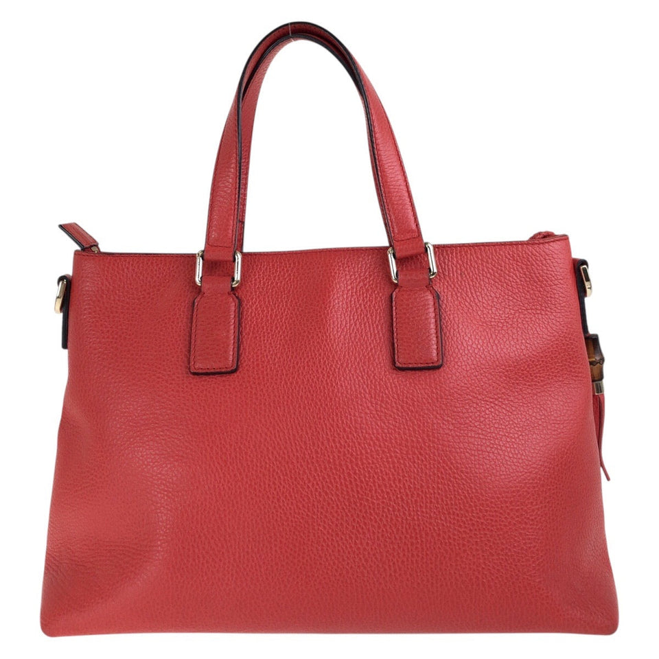 Gucci Tote Bag 365346 leather Red Gold Metal Tote Bag Shoulder Bag 2way Bamboo Tassel Women
