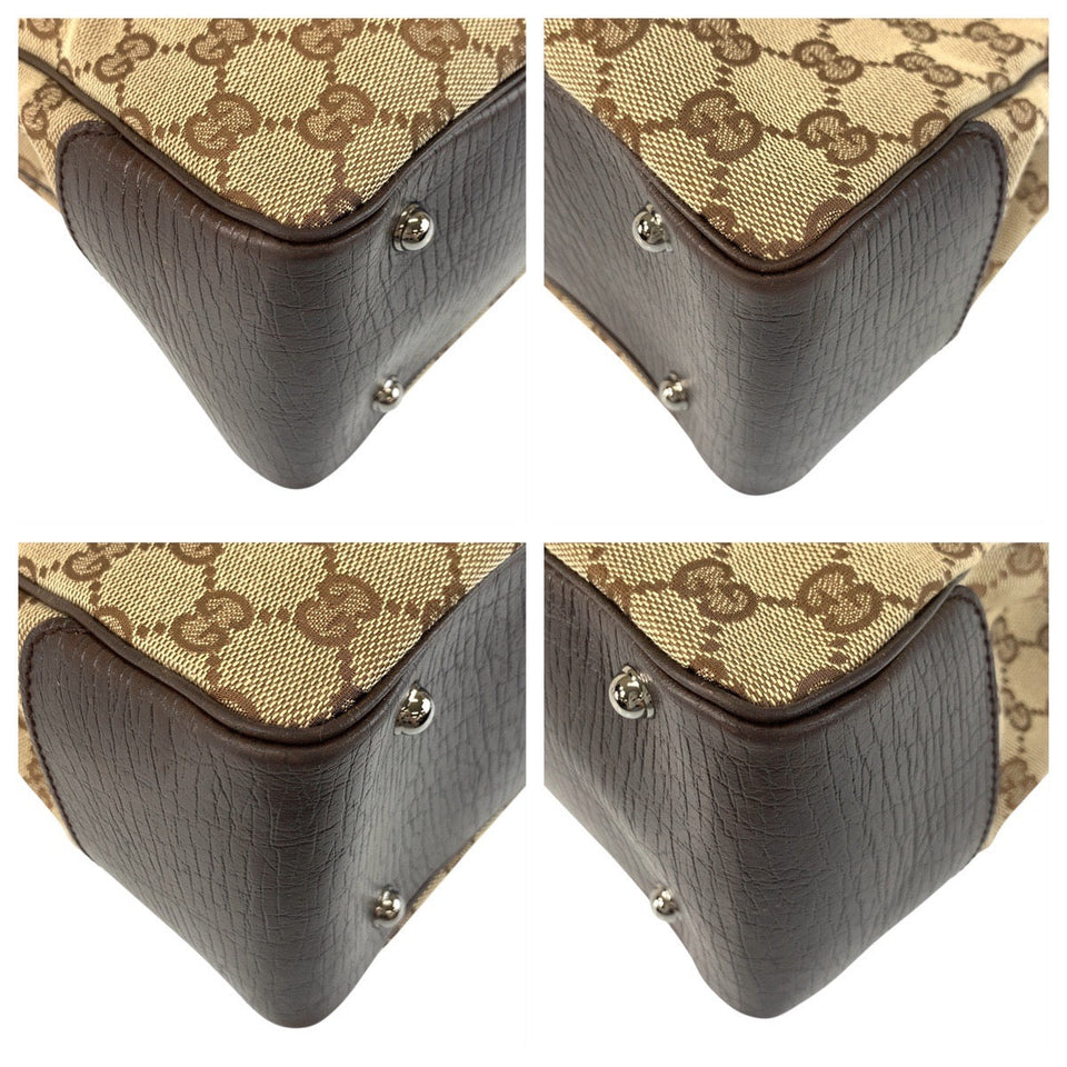 Gucci Tote Bag 112526 GG canvas Beige Brown SilverMetal Tote Bag Shoulder Bag Bamboo Women