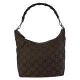 Gucci Shoulder Bag 000 0531 Nylon Brown Bamboo GG pattern Women
