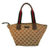 Gucci Tote Bag 131228 GG canvas, leather Beige brown Tote Bag handbag Sherry line Women