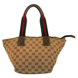 Gucci Tote Bag 131228 GG canvas, leather Beige brown Tote Bag handbag Sherry line Women