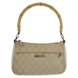 Gucci Shoulder Bag 001 3870 GG canvas, leather White beige Shoulder Bag Handbag Accessory Pouch Bamboo Women