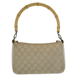 Gucci Shoulder Bag 001 3870 GG canvas, leather White beige Shoulder Bag Handbag Accessory Pouch Bamboo Women