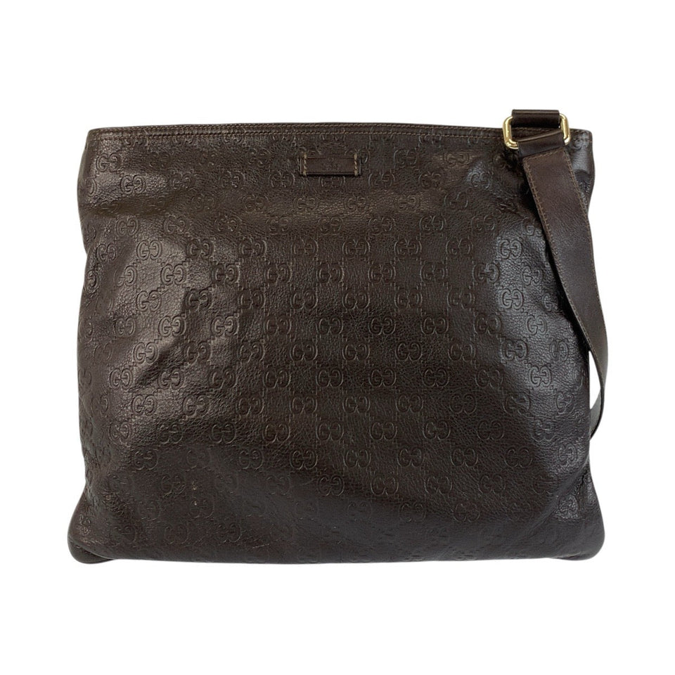 Gucci Shoulder Bag 201446 leather Brown Silver Metal Guccisima