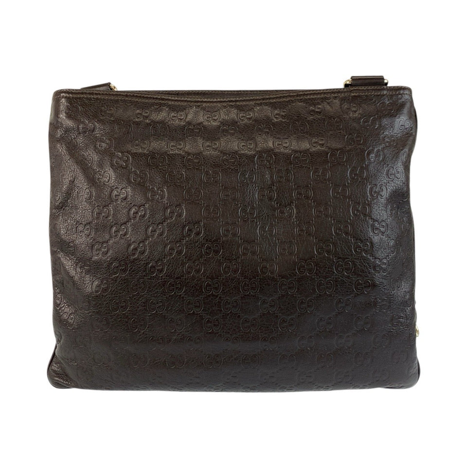 Gucci Shoulder Bag 201446 leather Brown Silver Metal Guccisima