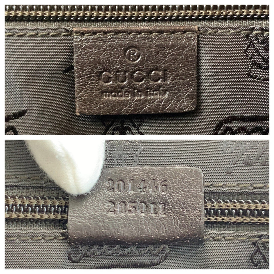 Gucci Shoulder Bag 201446 leather Brown Silver Metal Guccisima