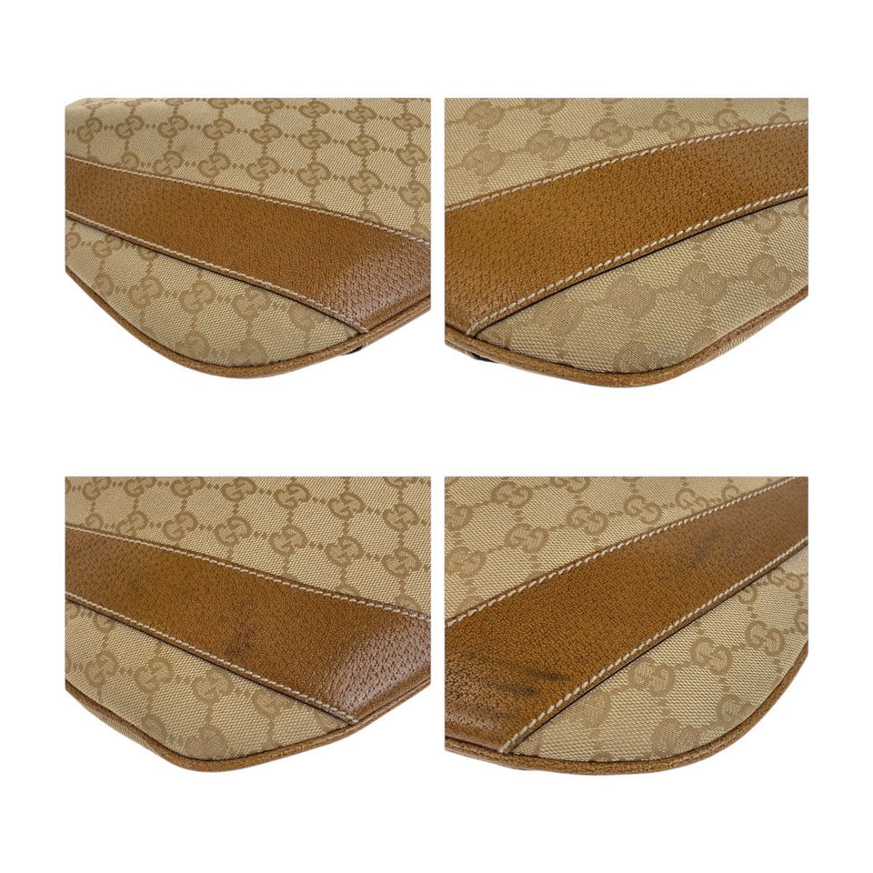 Gucci Shoulder Bag 124357 GG canvas, leather Beige Brown SilverMetal Shoulder Bag Hobo Women