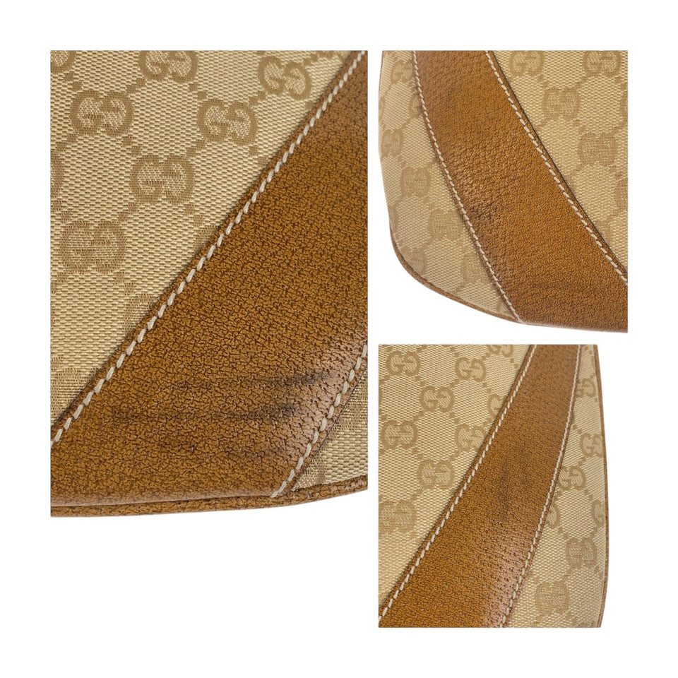 Gucci Shoulder Bag 124357 GG canvas, leather Beige Brown SilverMetal Shoulder Bag Hobo Women