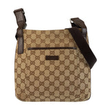 Gucci Shoulder Bag 122793 GG canvas, leather Beige Brown SilverMetal Shoulder Bag pochette Women