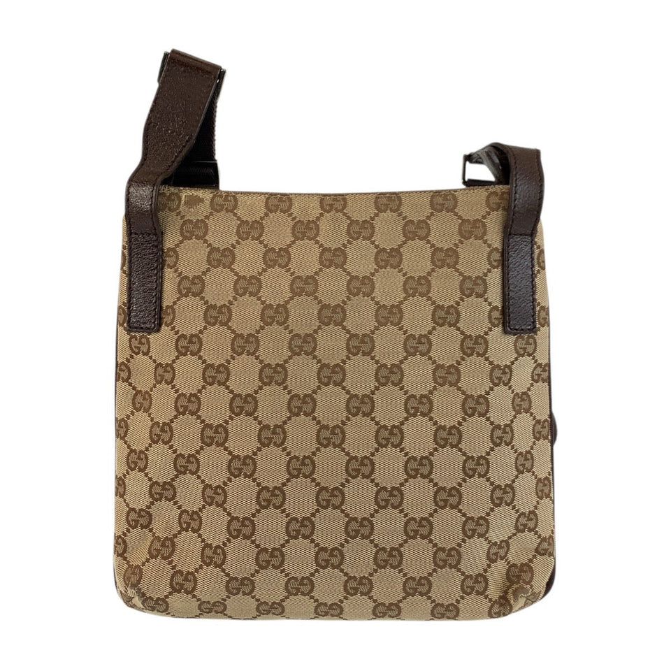 Gucci Shoulder Bag 122793 GG canvas, leather Beige Brown SilverMetal Shoulder Bag pochette Women