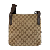 Gucci Shoulder Bag 122793 GG canvas, leather Beige Brown SilverMetal Shoulder Bag pochette Women