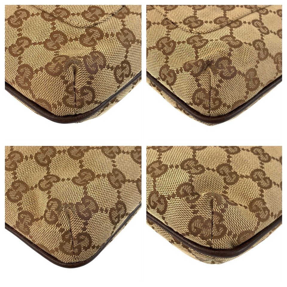 Gucci Shoulder Bag 122793 GG canvas, leather Beige Brown SilverMetal Shoulder Bag pochette Women