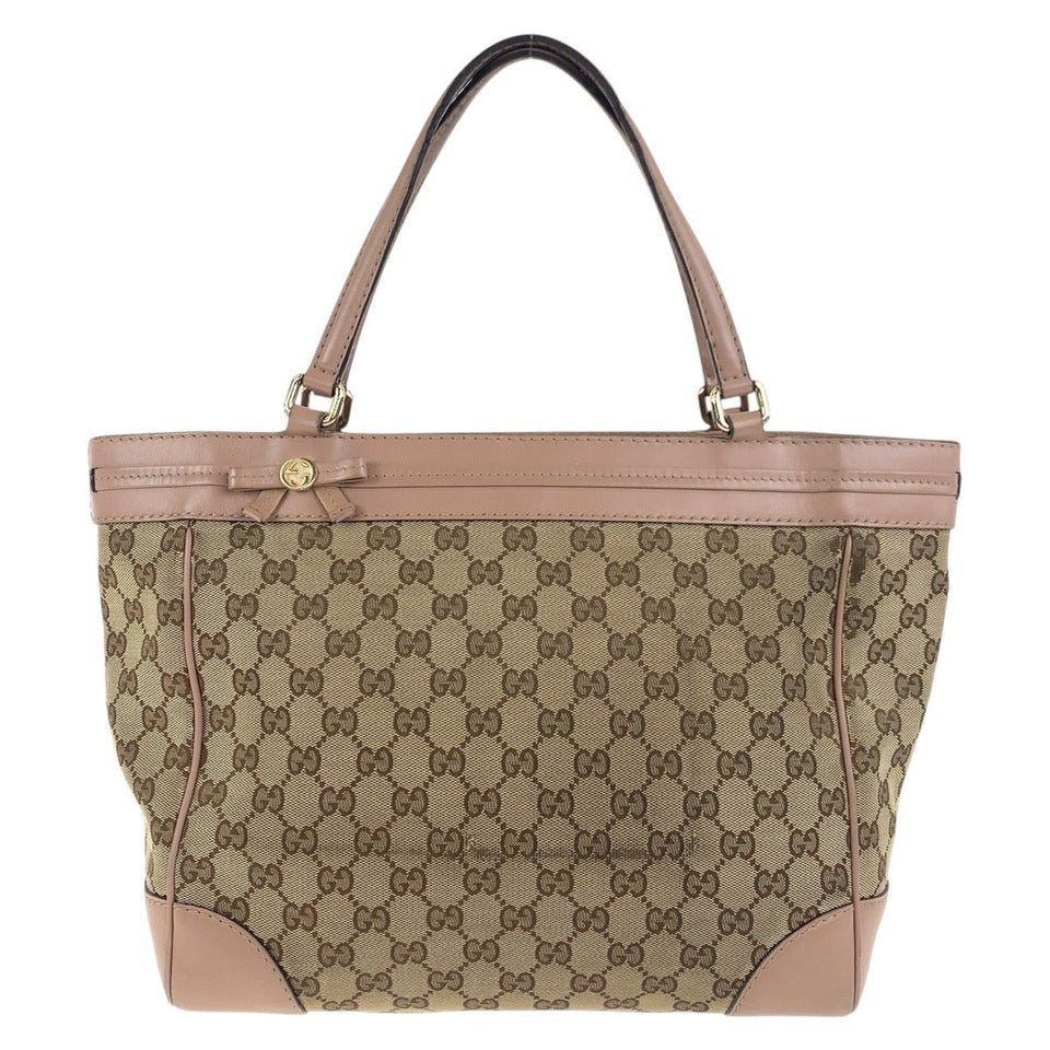 Gucci Tote Bag 257061 GG canvas, leather Pink Brown Gold Metal Tote Bag Shoulder Bag Pretty Women