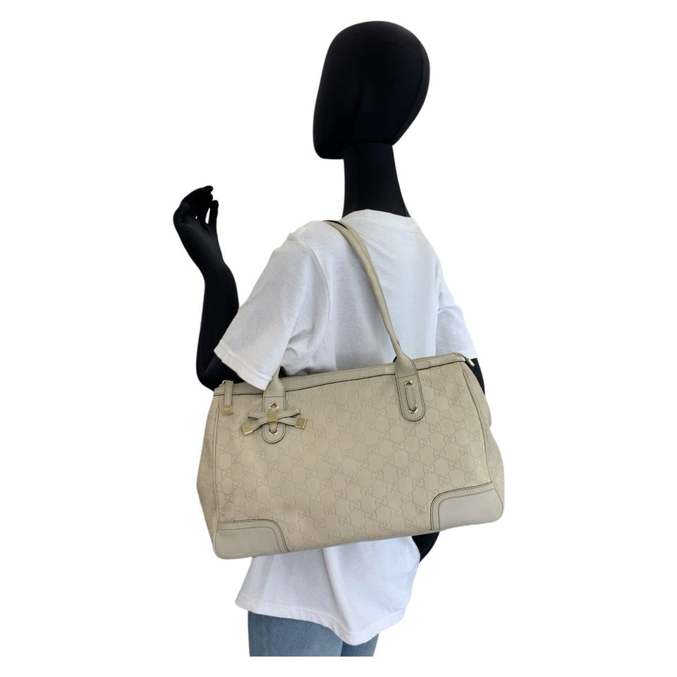 Gucci Tote Bag 177052 leather beige Tote Bag Shoulder Bag Guccishima Princey Women