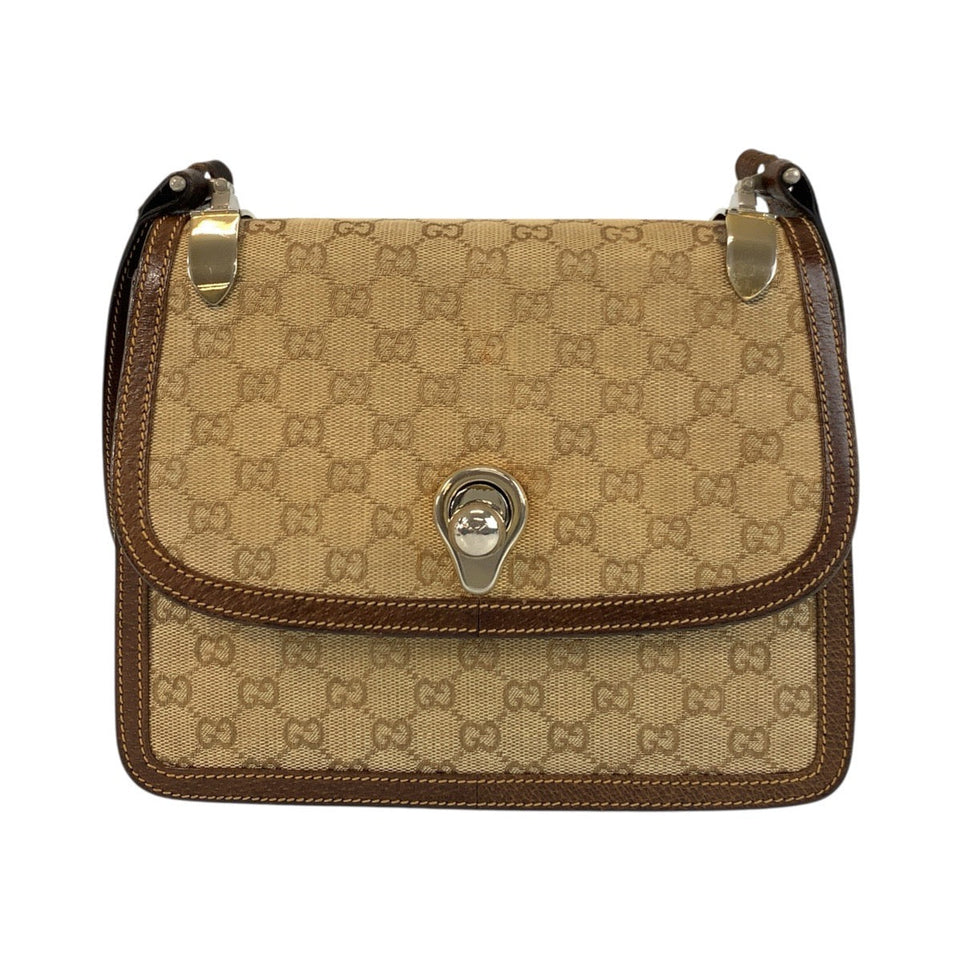Gucci Shoulder Bag GG canvas, leather Beige brown Old Gucci Women