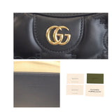Gucci Shoulder Bag leather Black GoldMetal Marmont GG matelasse