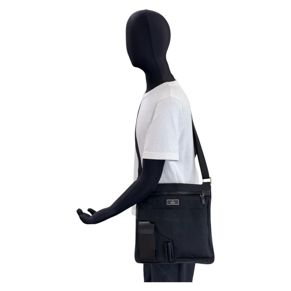 Gucci Shoulder Bag 019 0335 Nylon, Leather black Shoulder Bag Messenger bag mens