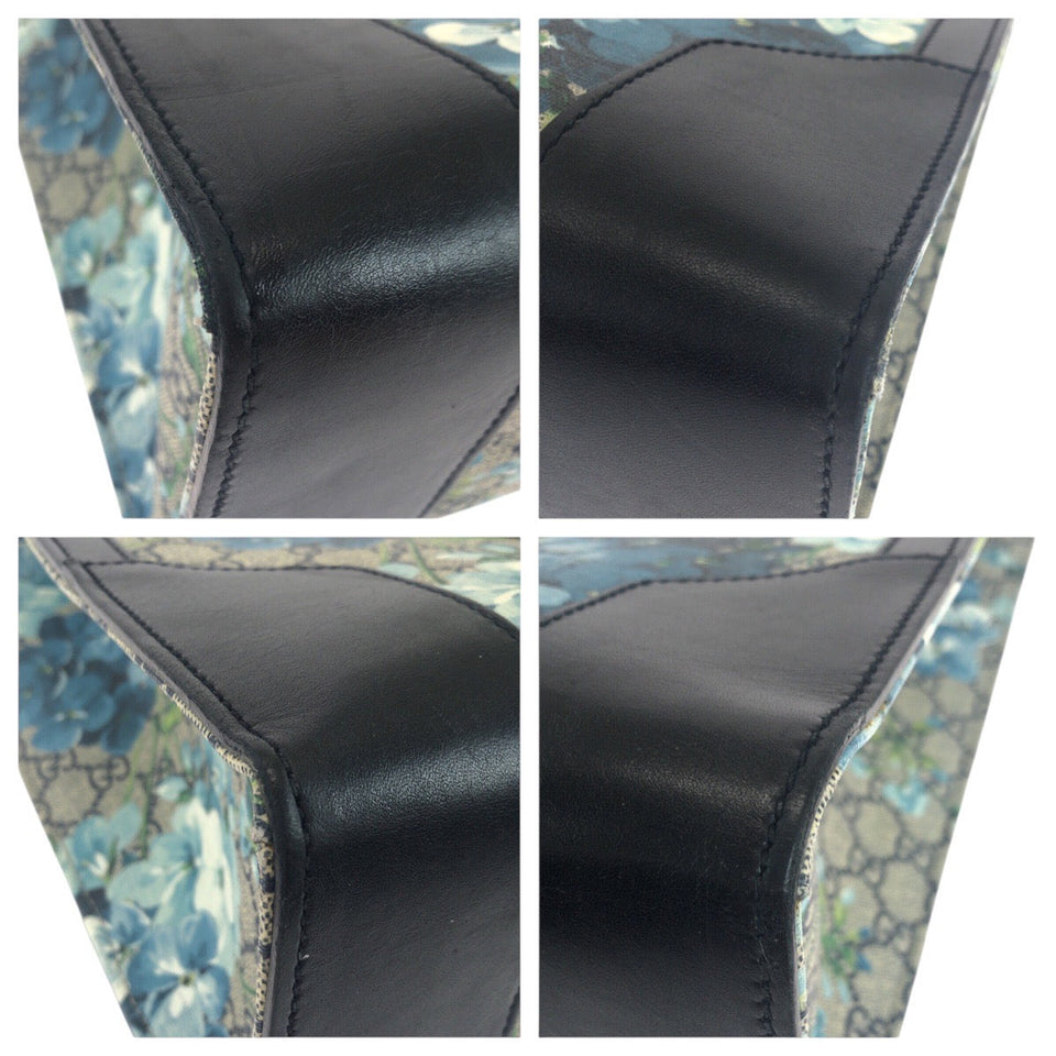 Gucci Tote Bag 406387 GG Supreme Canvas Navy SilverMetal GG Blooms