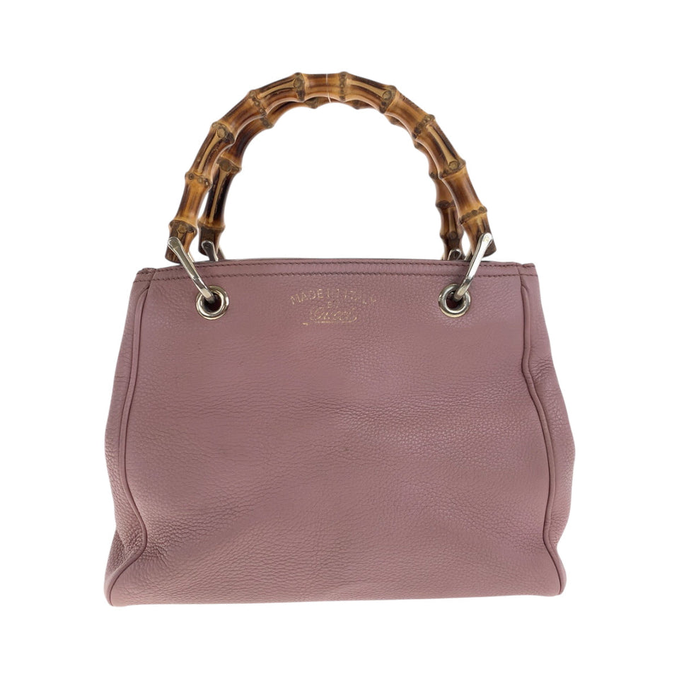 Gucci Handbag 336082 leather Pink Brown SilverMetal Bamboo
