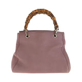 Gucci Handbag 336082 leather Pink Brown SilverMetal Bamboo