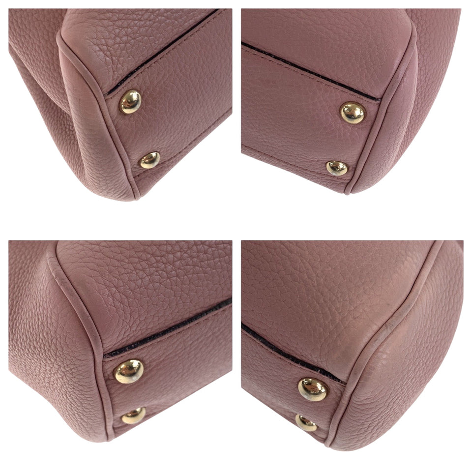 Gucci Handbag 336082 leather Pink Brown SilverMetal Bamboo