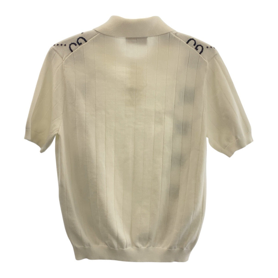 Gucci Short sleeve polo shirt cotton White black GG intarsia mens S
