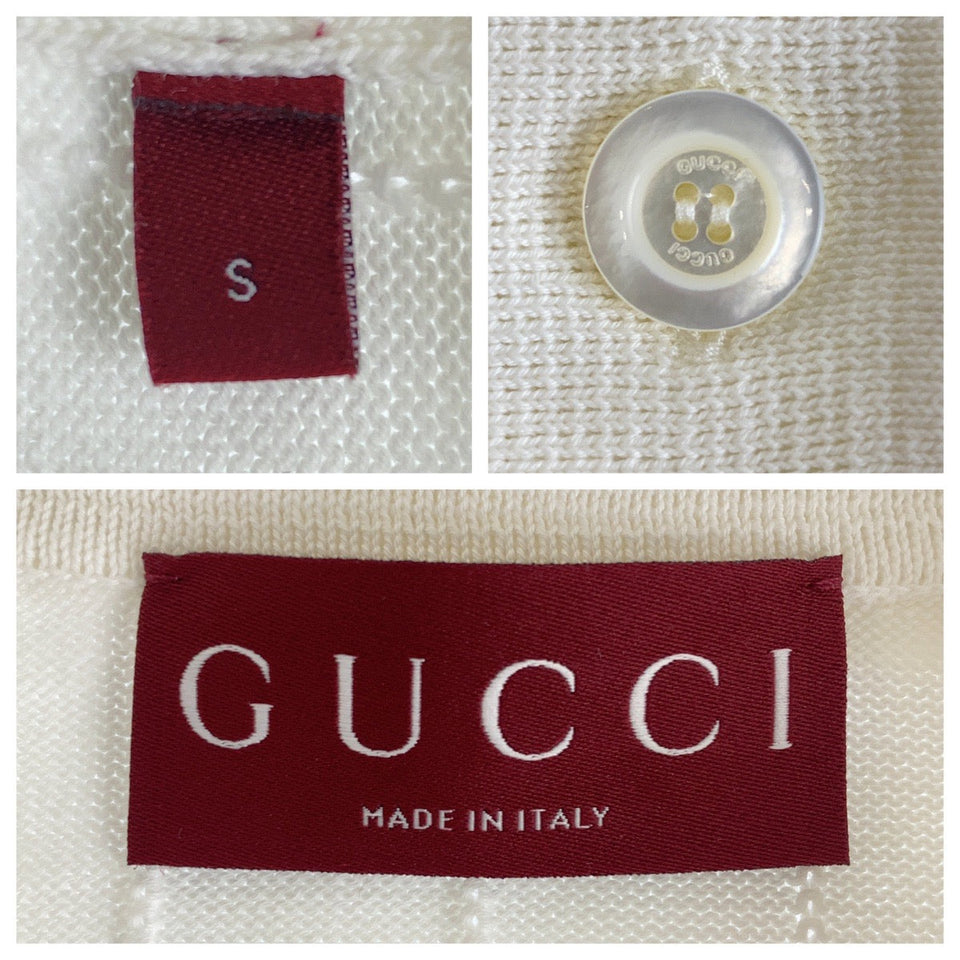 Gucci Short sleeve polo shirt cotton White black GG intarsia mens S