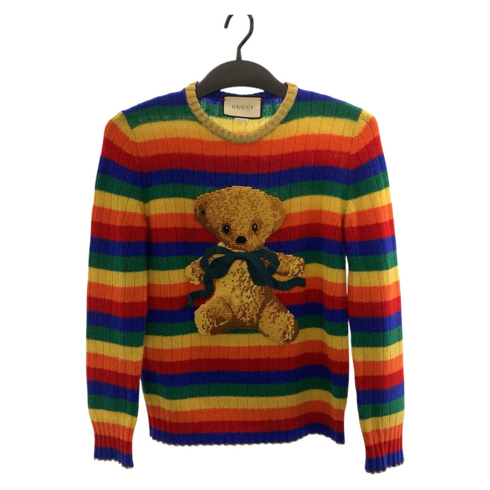 Gucci knit 501393 wool multicolor Teddy Bear Rainbow M