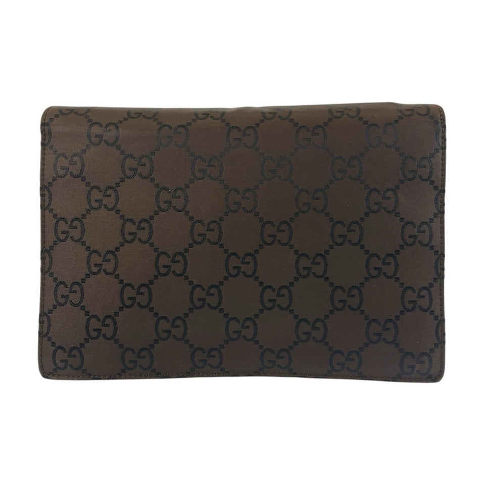 Gucci Clutch bag 018 1600 Nylon Brown Silver Metal Clutch bag business bag GG pattern mens