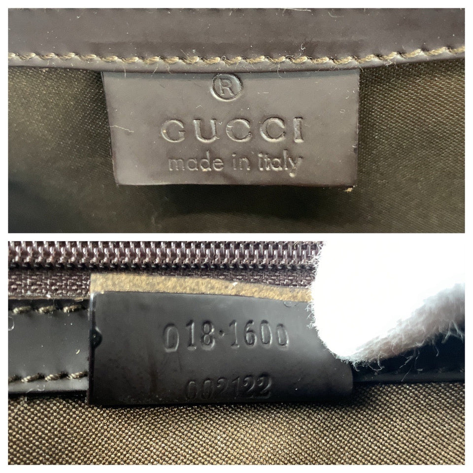 Gucci Clutch bag 018 1600 Nylon Brown Silver Metal Clutch bag business bag GG pattern mens