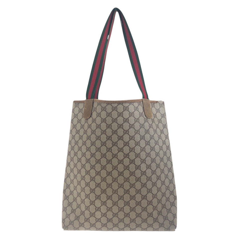 Gucci Tote Bag 50205 GG Supreme Canvas Beige brown Tote Bag Shoulder Bag Old Gucci Shelly Line Women